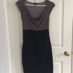Work dress with patterned top and black bottom